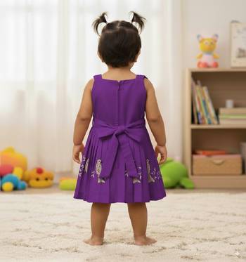 Purple south indian traditional pattu pavadai tapeta silk embrodairy frock dress 2