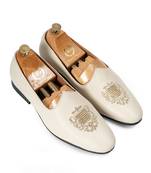 Cream off white solid leather slipons