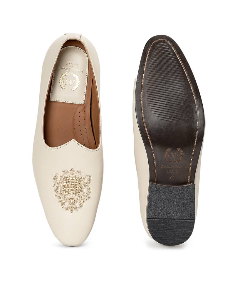 Cream off white solid leather slipons