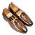 Tan brown solid leather slipons