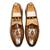 Tan brown solid leather slipons