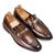 Tan brown solid leather slipons