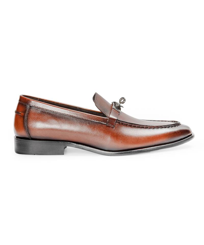 Tan brown solid leather slipons