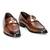 Tan brown solid leather slipons