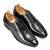 Black grey leather wholecut oxfords