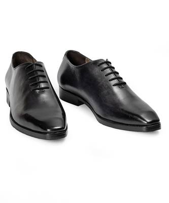 Black grey leather wholecut oxfords 3