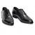 Black grey leather wholecut oxfords