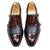 Navy and brown komodo leather monkstraps