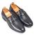 Black synthetic textured slipons