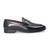 Black synthetic textured slipons