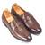 Chocolate brown synthetic textured slipons