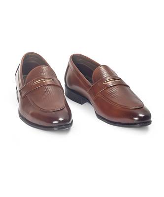 Chocolate brown synthetic textured slipons 3