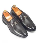 Dark brown synthetic textured slipons