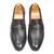 Dark brown synthetic textured slipons