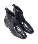 Black serpente leather boots