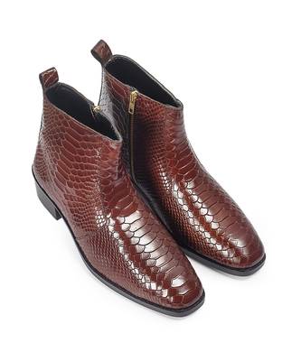 Brown serpente leather boots 1