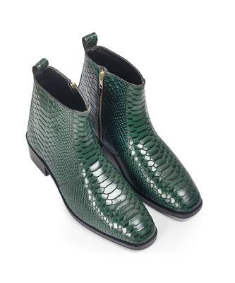Green serpente leather boots 1
