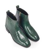 Green serpente leather boots