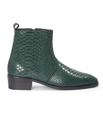 Green serpente leather boots 2