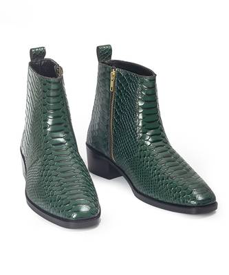 Green serpente leather boots 3