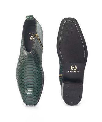 Green serpente leather boots 4