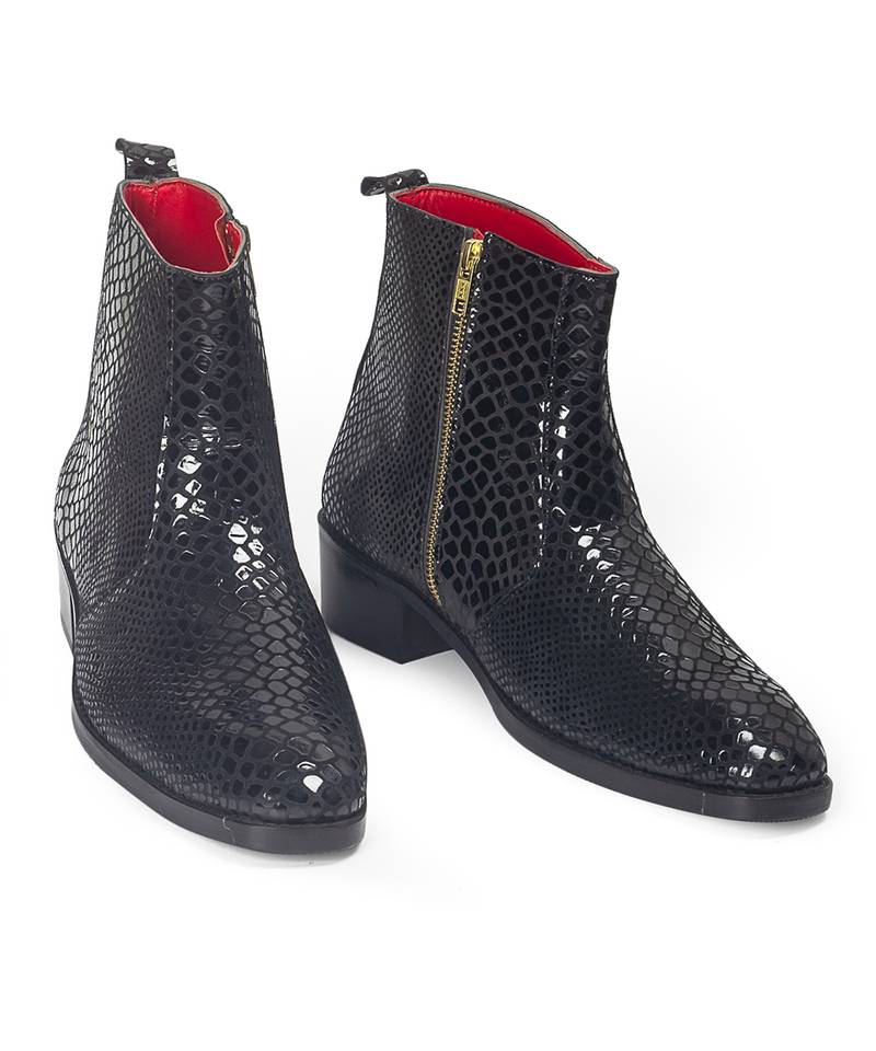 Black suede leather boots