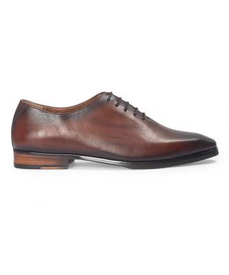 Tan brown leather wholecut shoes 2
