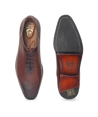 Tan brown leather wholecut shoes 4