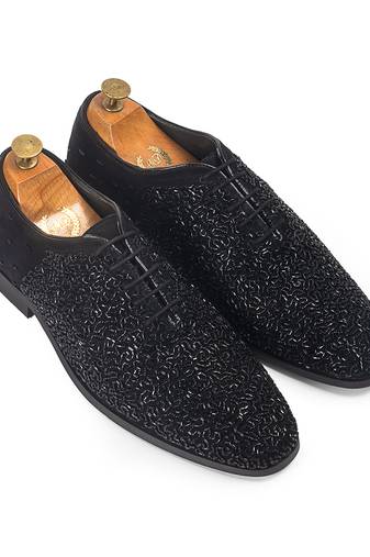 Black riviera glamorous velvet wholecut shoes