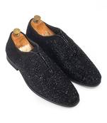 Black riviera glamorous velvet wholecut shoes