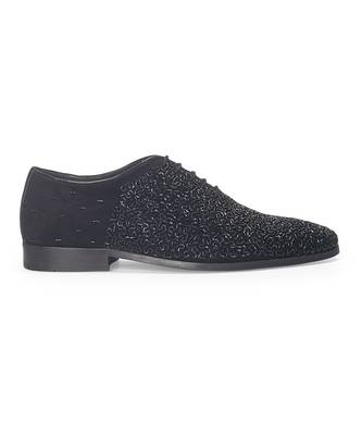Black riviera glamorous velvet wholecut shoes 2