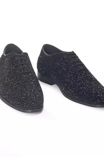 Black riviera glamorous velvet wholecut shoes
