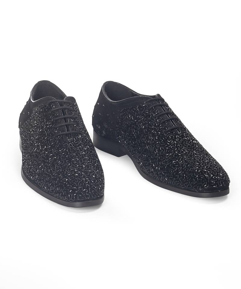 Black riviera glamorous velvet wholecut shoes