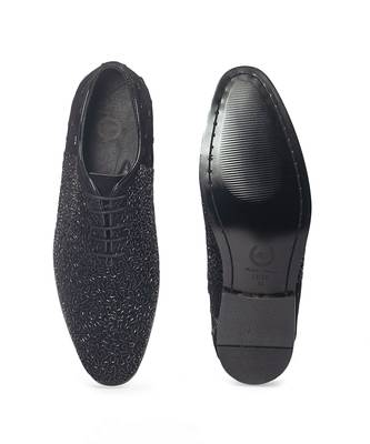 Black riviera glamorous velvet wholecut shoes 4