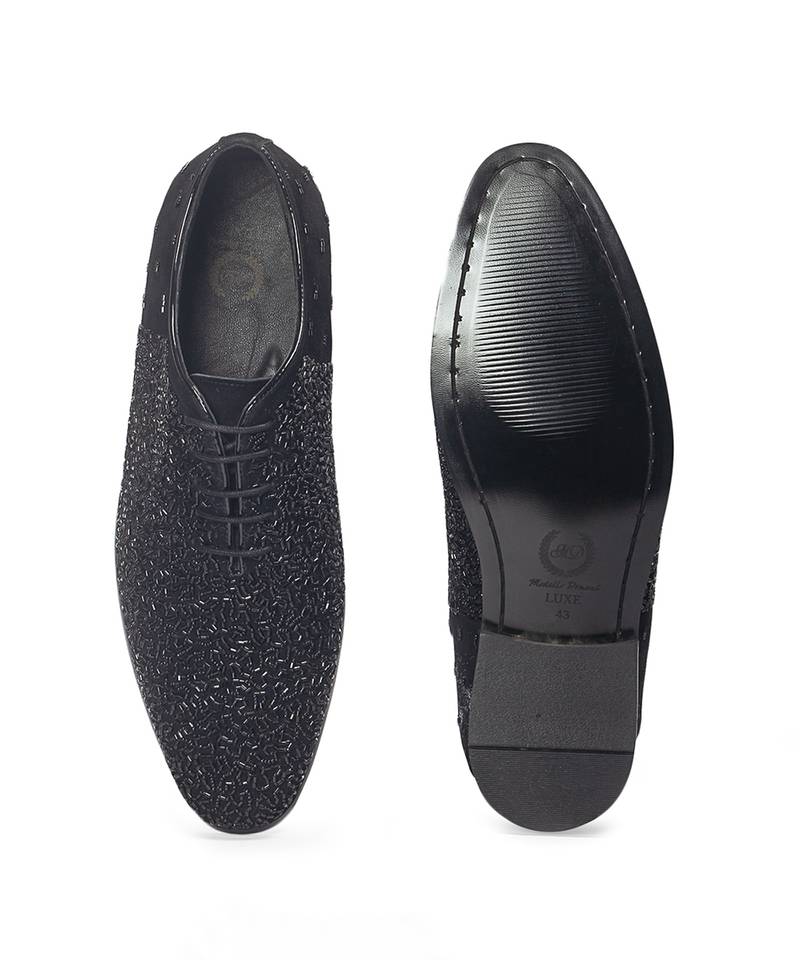 Black riviera glamorous velvet wholecut shoes