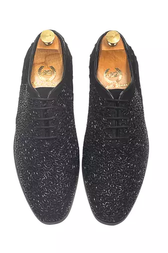 Black riviera glamorous velvet wholecut shoes