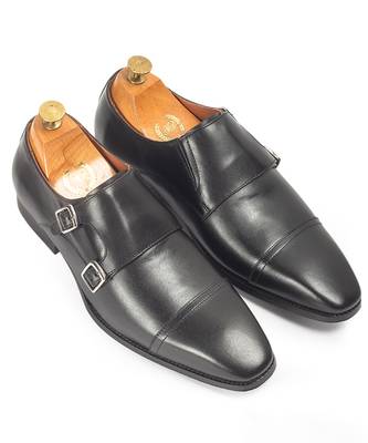 Black wellington leather monkstraps 1