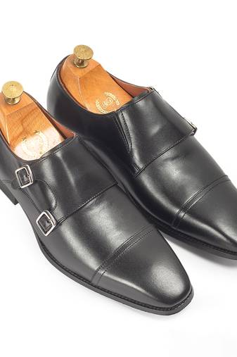 Black wellington leather monkstraps