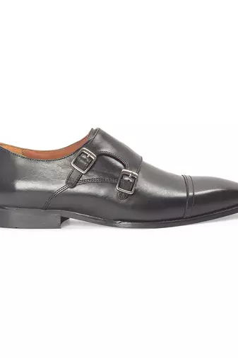Black wellington leather monkstraps