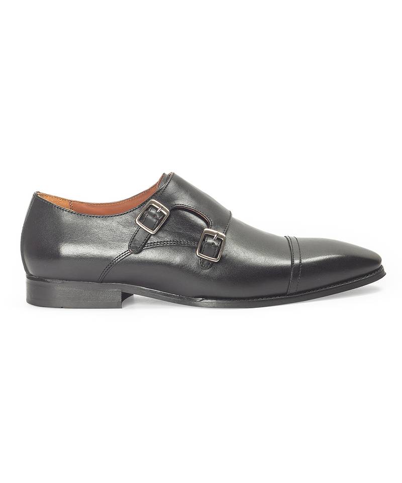 Black wellington leather monkstraps