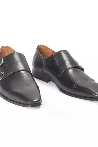 Black wellington leather monkstraps