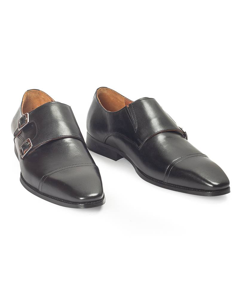 Black wellington leather monkstraps