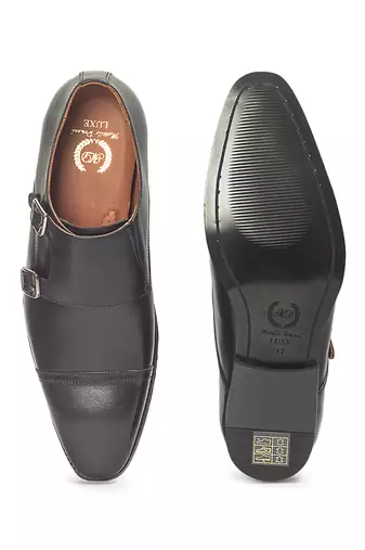 Black wellington leather monkstraps