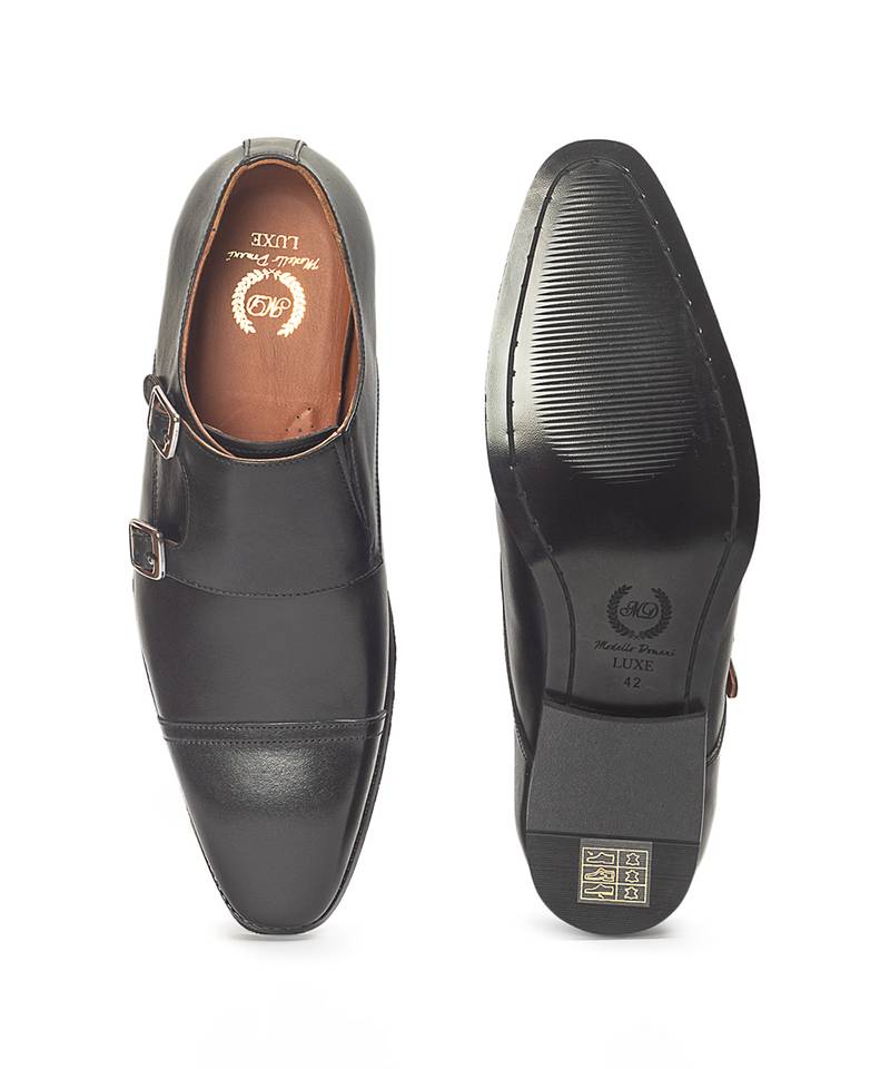 Black wellington leather monkstraps