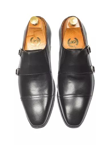 Black wellington leather monkstraps