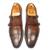 Tan brown wellington patina leather monkstraps