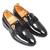 Black patent embelished leather slipons