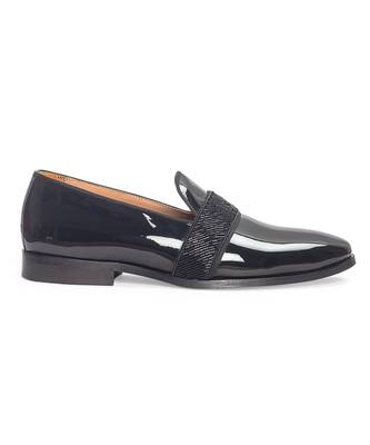 Black patent embelished leather slipons 2