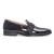 Black patent embelished leather slipons