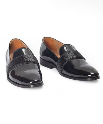 Black patent embelished leather slipons 3